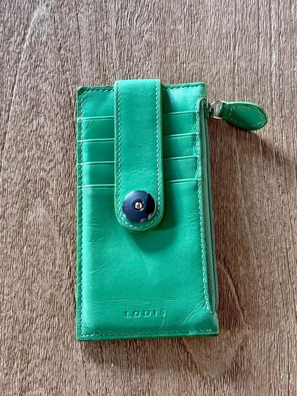 LODIS Green Genuine Leather Slim Card Case / Mini Stacker Wallet